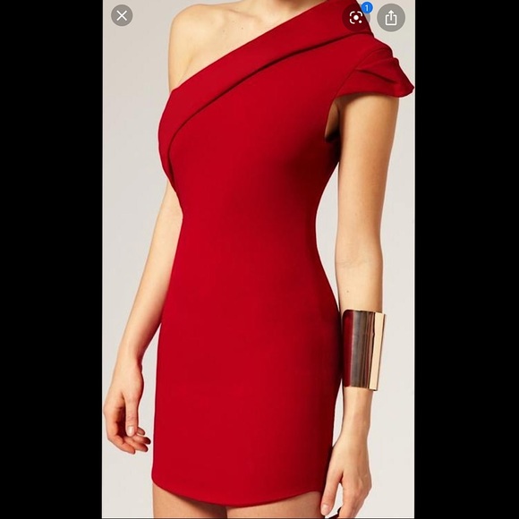 NWOT ASOS | One-Shoulder Red Mini Cocktail Dress - Picture 2 of 8